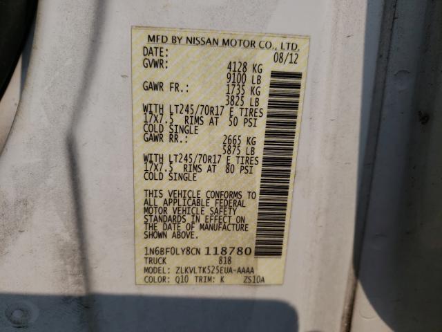 2012 NISSAN NV 2500 1N6BF0LY8CN118780