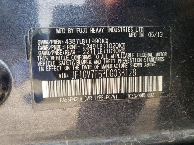 2013 SUBARU IMPREZA WR JF1GV7F63DG033128
