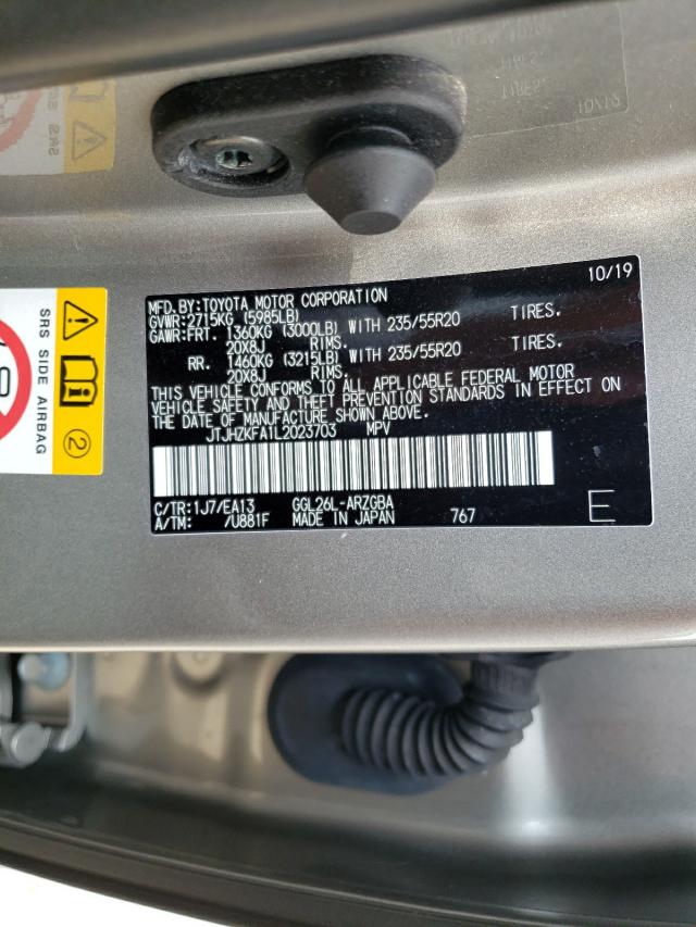 2020 LEXUS RX350 JTJHZKFA1L2023703