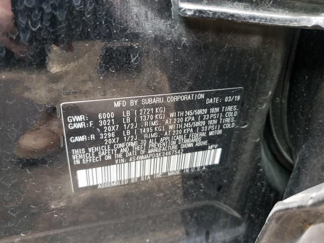 2019 SUBARU ASCENT LIM 4S4WMAPD9K3467542