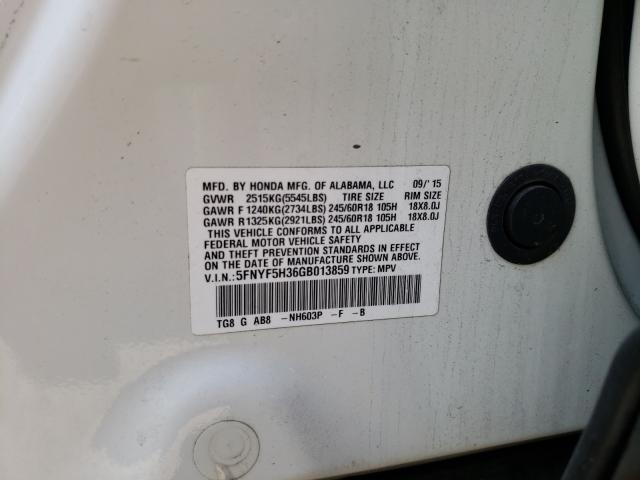 2016 HONDA PILOT EX 5FNYF5H36GB013859