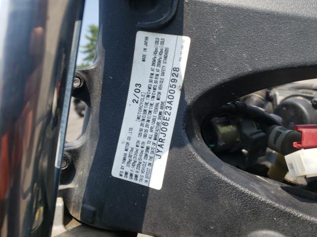 2003 YAMAHA YZFR6 L JYARJ06E23A005928