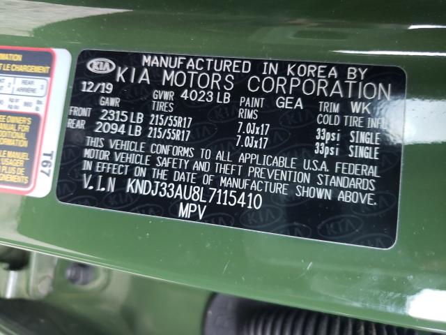 2020 KIA SOUL EX KNDJ33AU8L7115410