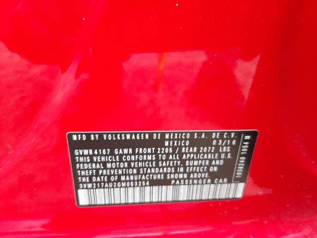 2016 VOLKSWAGEN GOLF S/SE 3VW217AU2GM053254