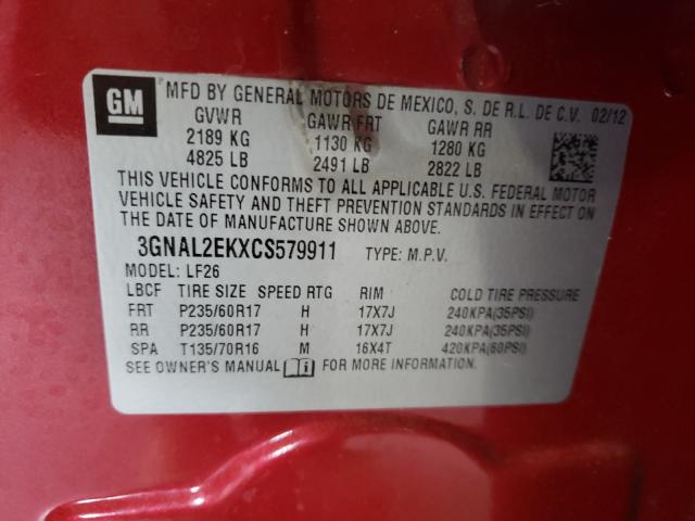 2012 CHEVROLET CAPTIVA SP 3GNAL2EKXCS579911