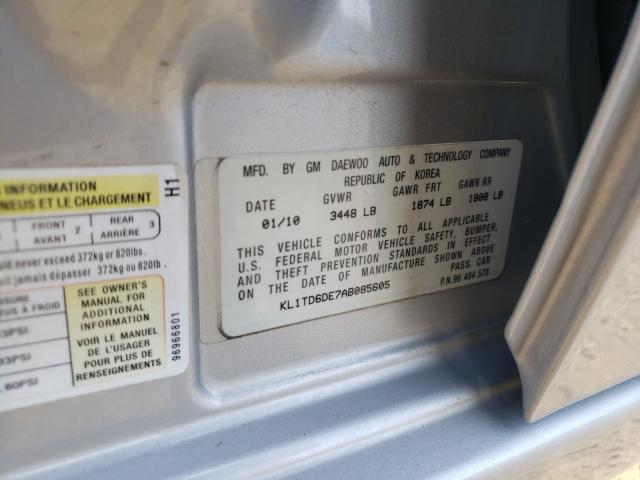 2010 CHEVROLET AVEO KL1TD6DE7AB085605