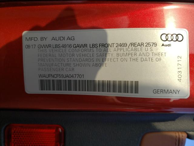 2018 AUDI A5 PRESTIG WAUFNCF59JA047701