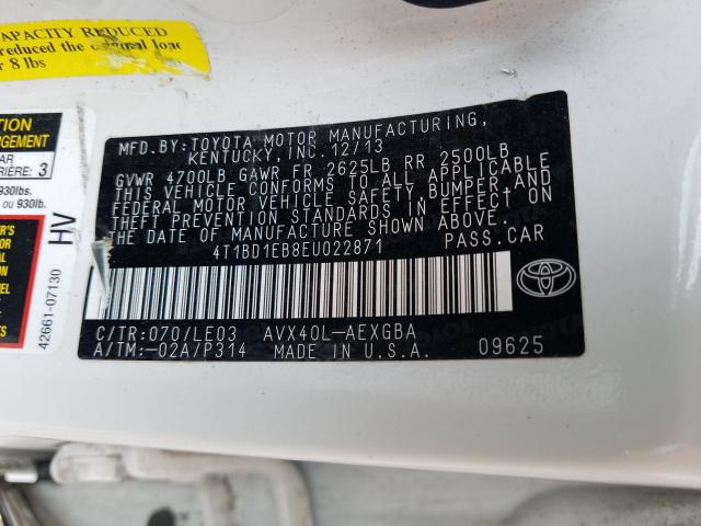 2014 TOYOTA AVALON HYB 4T1BD1EB8EU022871