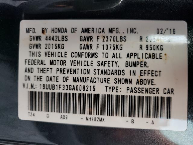 2016 ACURA TLX 19UUB1F33GA008215