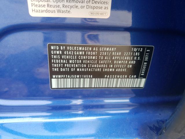 2013 VOLKSWAGEN GOLF R WVWPF7AJ5DW116598