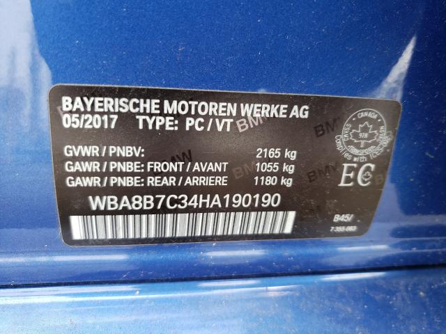 2017 BMW 340 XI WBA8B7C34HA190190