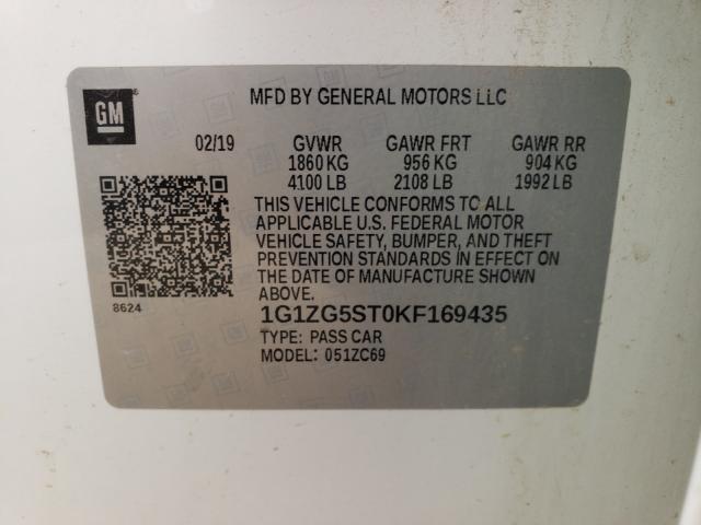 2019 CHEVROLET MALIBU RS 1G1ZG5ST0KF169435