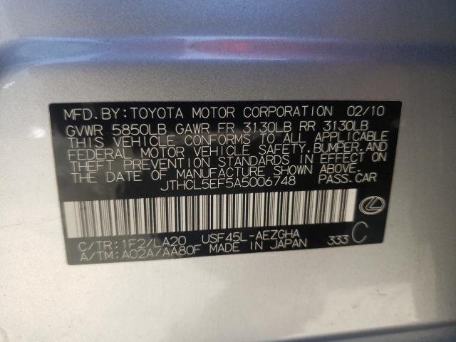 2010 LEXUS LS 460 JTHCL5EF5A5006748