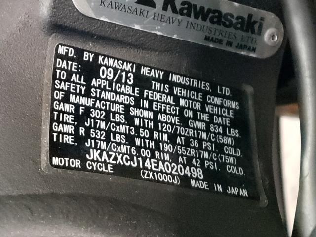 2014 KAWASAKI ZX1000 J JKAZXCJ14EA020498