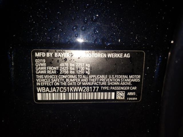 2019 BMW 530 XI WBAJA7C51KWW28177