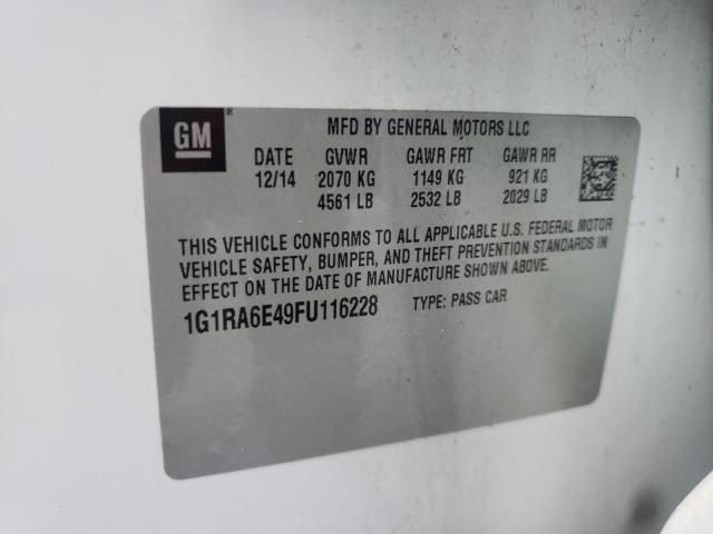 VIN 1G1RA6E49FU116228 2015 Chevrolet Volt no.10