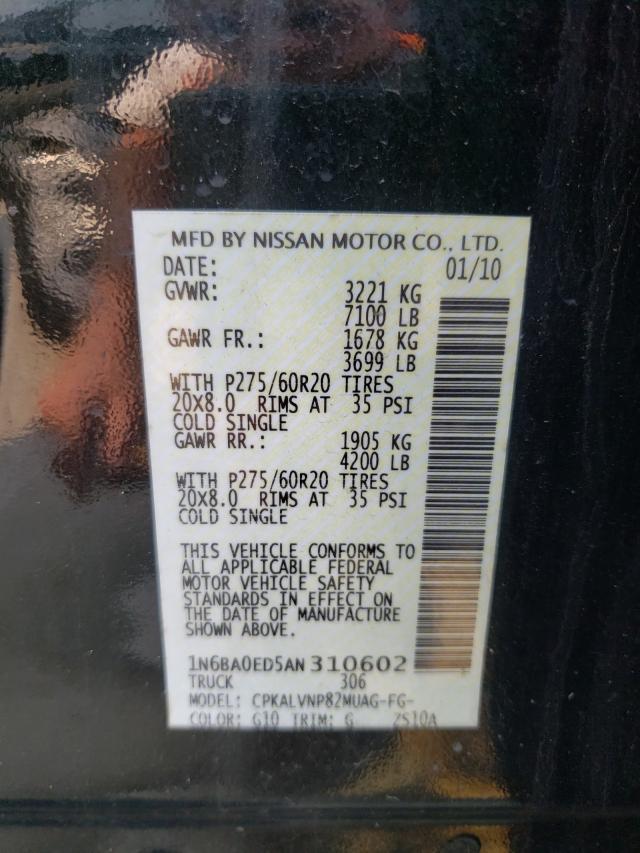 2010 NISSAN TITAN XE 1N6BA0ED5AN310602