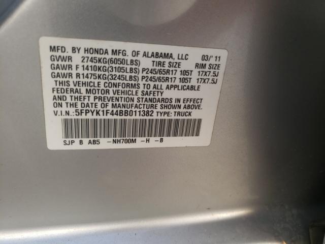 2011 HONDA RIDGELINE 5FPYK1F44BB011382