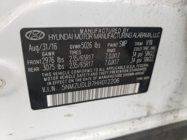 2017 HYUNDAI SANTA FE 5NMZUDLB7HH012206
