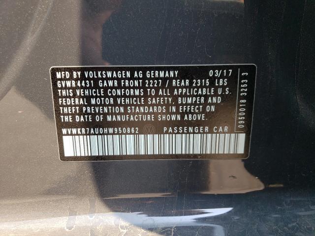 2017 VOLKSWAGEN E-GOLF SE WVWKR7AU0HW950862
