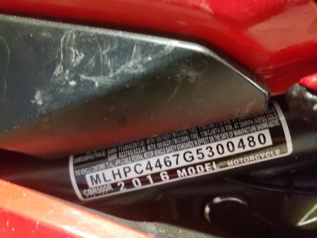2016 HONDA CBR500 R MLHPC4467G5300480