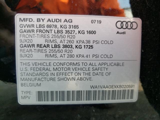 2019 AUDI UK WA1VAAGEXKB020591