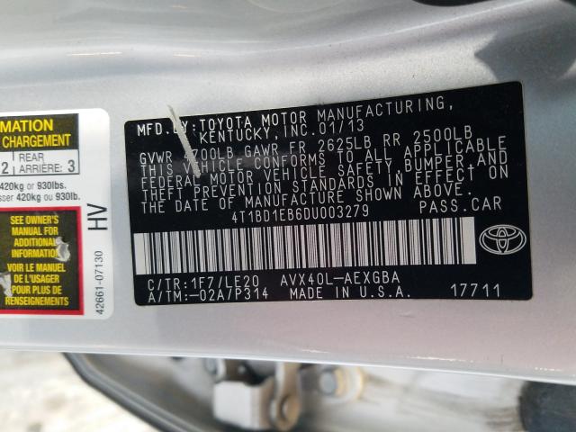 2013 TOYOTA AVALON HYB 4T1BD1EB6DU003279