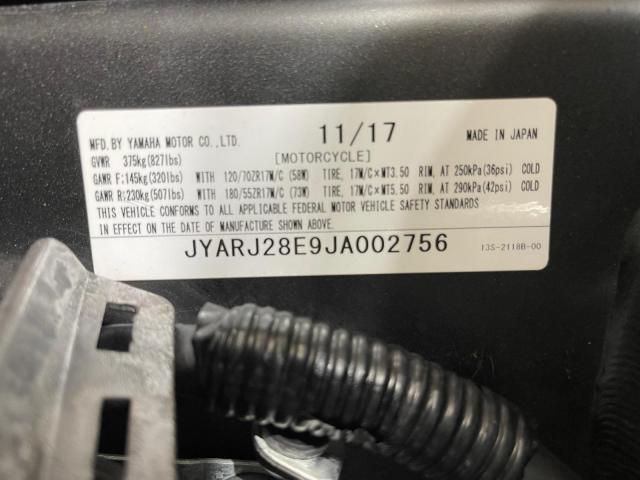 2018 YAMAHA YZFR6 JYARJ28E9JA002756