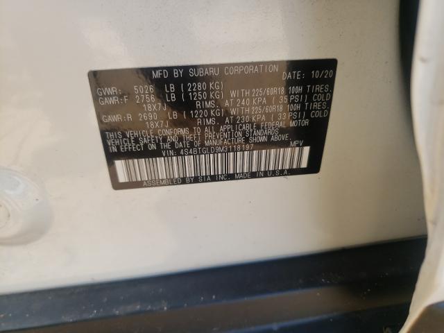 2021 SUBARU OUTBACK ON 4S4BTGLD9M3118197