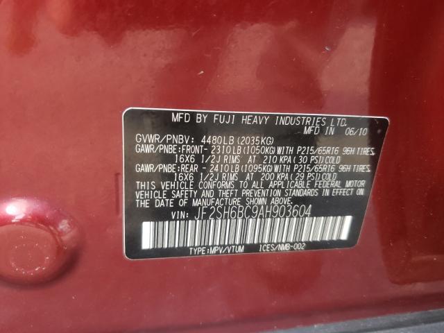 2010 SUBARU FORESTER X JF2SH6BC9AH903604