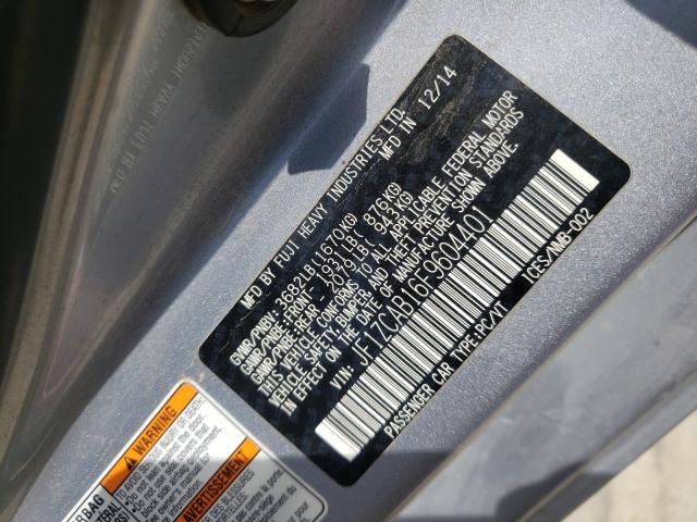 2015 SUBARU BRZ 2.0 PR JF1ZCAB16F9604401