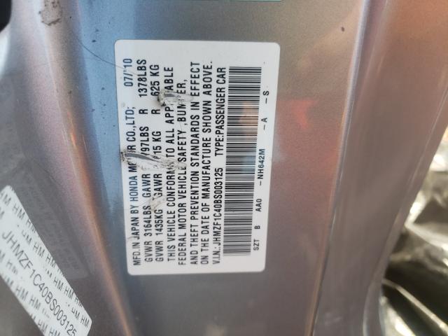 2011 HONDA CR-Z JHMZF1C40BS003125