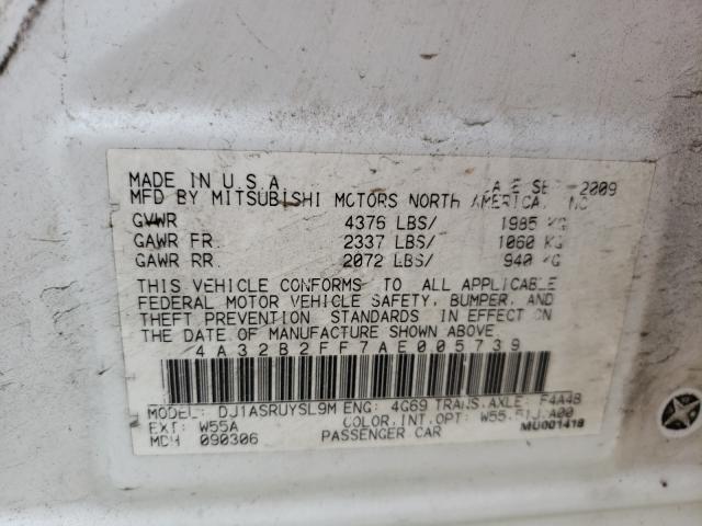 2010 MITSUBISHI GALANT FE 4A32B2FF7AE005739