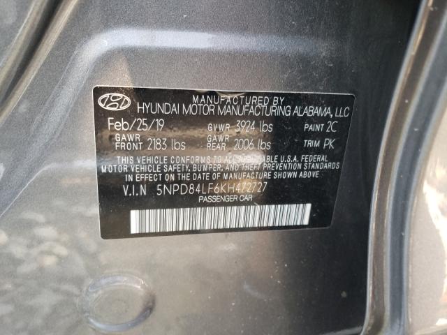 2019 HYUNDAI ELANTRA SE 5NPD84LF6KH472727