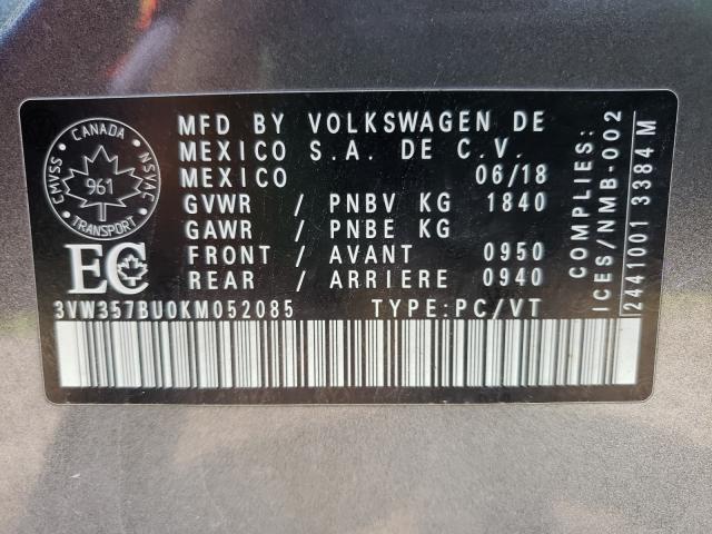 2019 VOLKSWAGEN JETTA EXEC 3VW357BU0KM052085