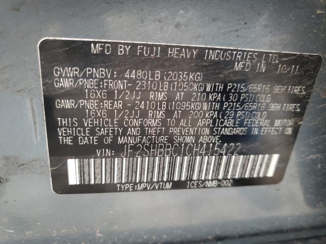 2012 SUBARU FORESTER JF2SHBBC1CH415422