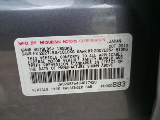 2011 MITSUBISHI LANCER GTS JA32U8FW4BU017420