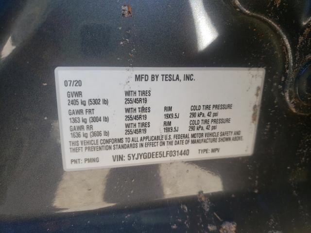 2020 TESLA MODEL Y 5YJYGDEE5LF031440