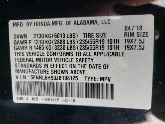 2018 HONDA ODYSSEY EL 5FNRL6H90JB108125