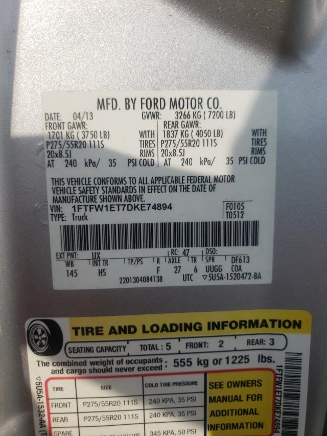 2013 FORD F-150 1FTFW1ET7DKE74894