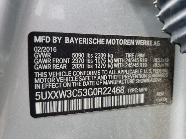 2016 BMW X4 XDRIVE2 5UXXW3C53G0R22468