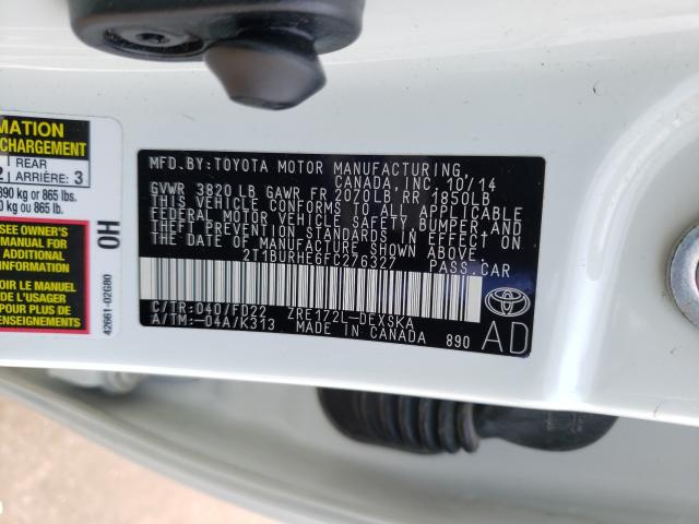 2015 TOYOTA COROLLA S 2T1BURHE6FC276327