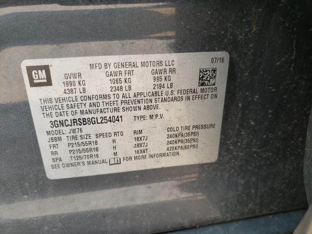 2016 CHEVROLET TRAX LTZ 3GNCJRSB8GL254041