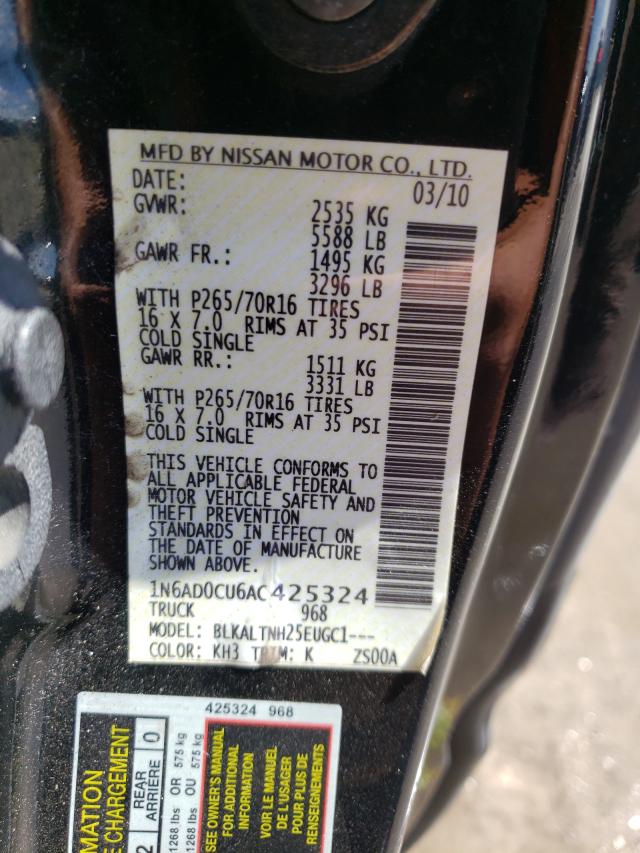 2010 NISSAN FRONTIER K 1N6AD0CU6AC425324