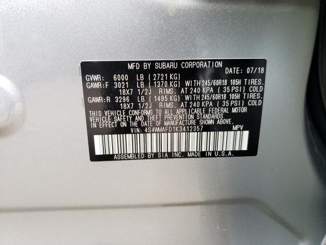 2019 SUBARU ASCENT PRE 4S4WMAFD1K3412357