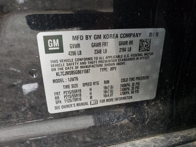 2016 CHEVROLET TRAX LTZ KL7CJMSB5GB611587