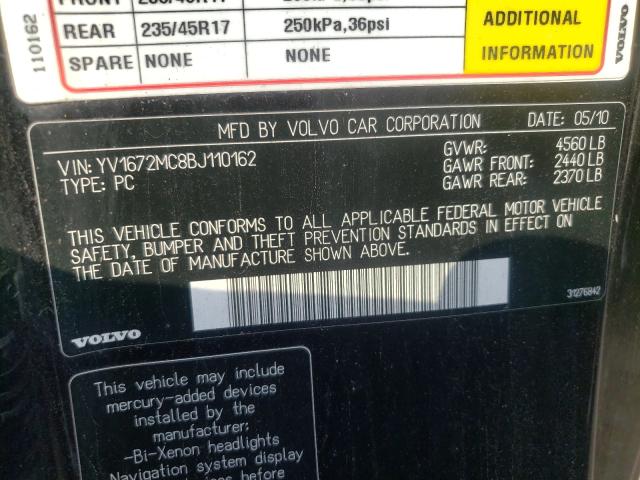 2011 VOLVO C70 T5 YV1672MC8BJ110162