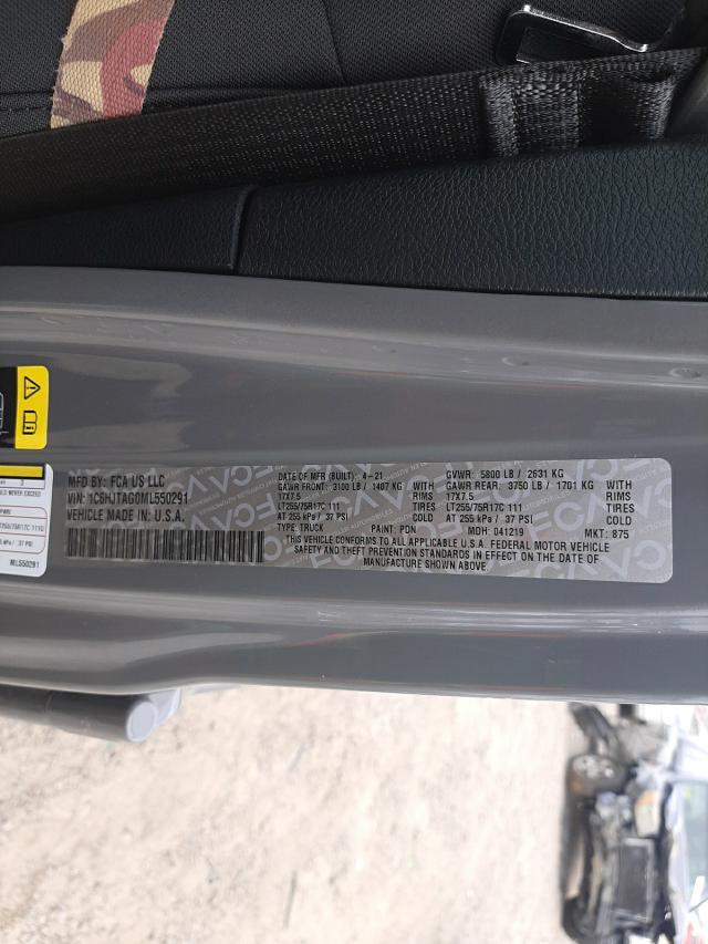 2021 JEEP GLADIATOR 1C6HJTAG0ML550291