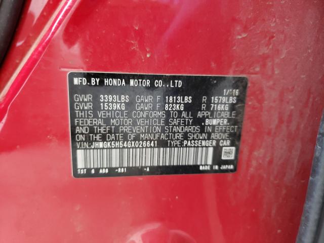 2016 HONDA FIT LX JHMGK5H54GX026641