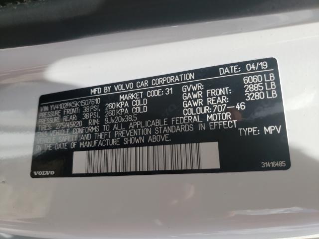 2019 VOLVO XC90 T5 MO YV4102PK5K1507610